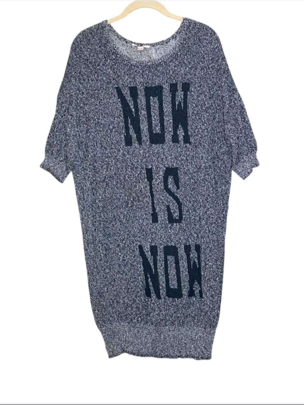 Esprit Gray “Now Is Now” Sweater Dress Medium Graphic Knit